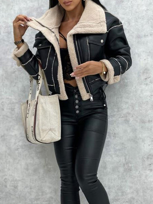 Luvik | Väri Vintage Lammasvillasta Valmistettu Lyhyt Vetoketjuntakki