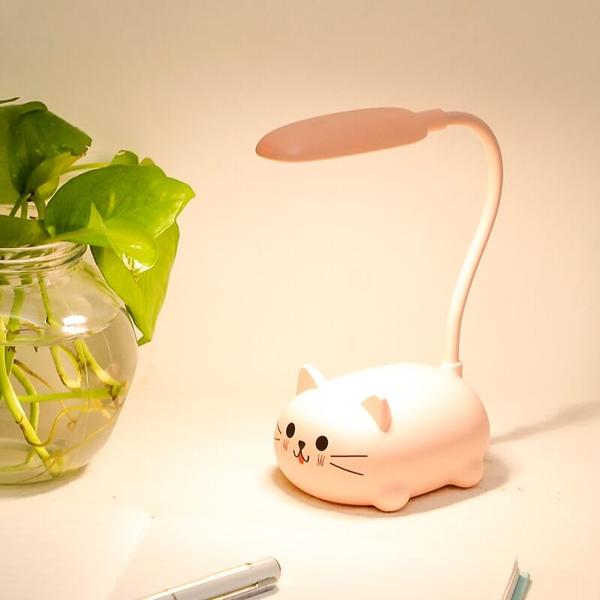 Mini Cartoon Cat LED Øyevern Lese Lampe USB Oppladbar Skrivepult Lampe | Luvikno