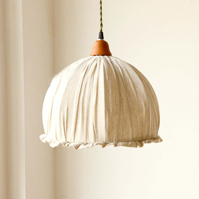 EcoLume - Minimalistisk skandinavisk LED Pendellampe Beige Tørkle, Justerbar for Stue og Spisestue | Luvikno
