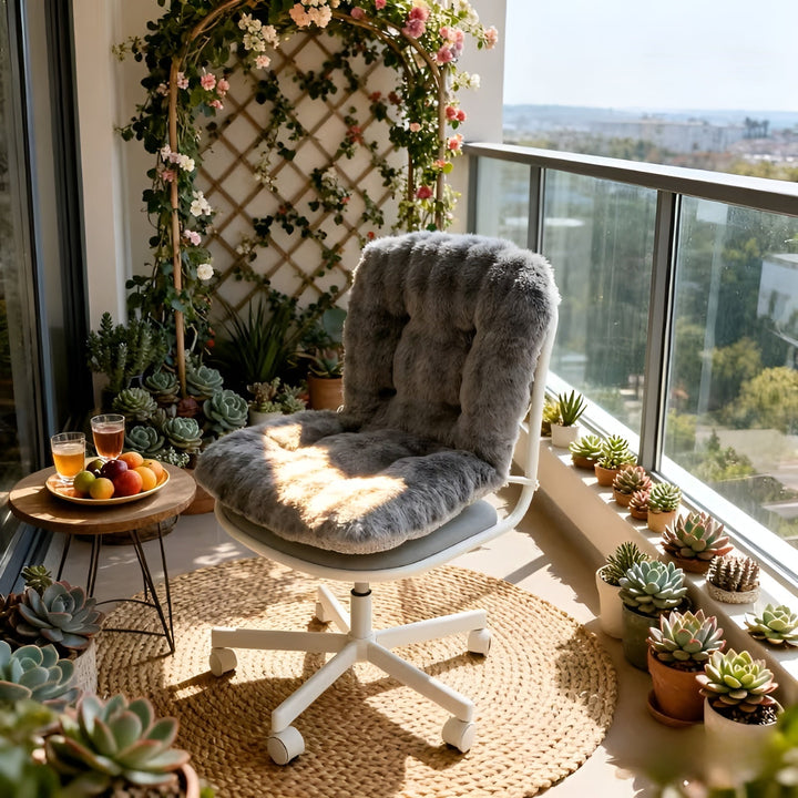 Myk sittepute laget av faux fur – Ekstra tykk & kosete | Perfekt for stol og sofa | Luvikno