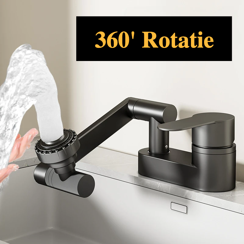 Aqua Twist Duo-Flex Servantbatteri – 360° svingende to-hulls blandebatteri for varmt og kaldt vann Luvikno