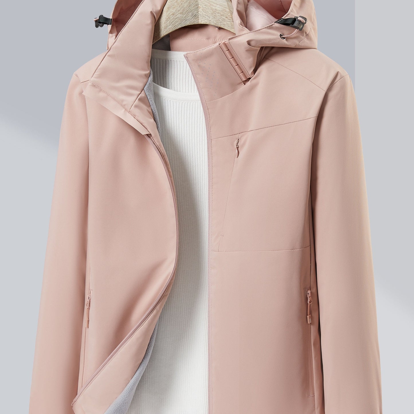 Luvik | Tuulenpitävä ja vedenpitävä ulkoilutakki fleecvuorilla ja hupulla