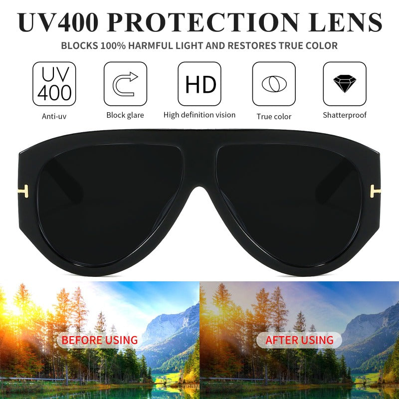 Oversized UV400 Aviator Solbriller Luvikno