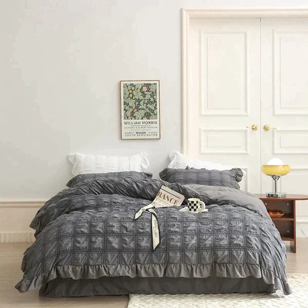 Icy Seersucker Sommer Kjøl Quilt Blonde 4-delt Sett | Luvikno