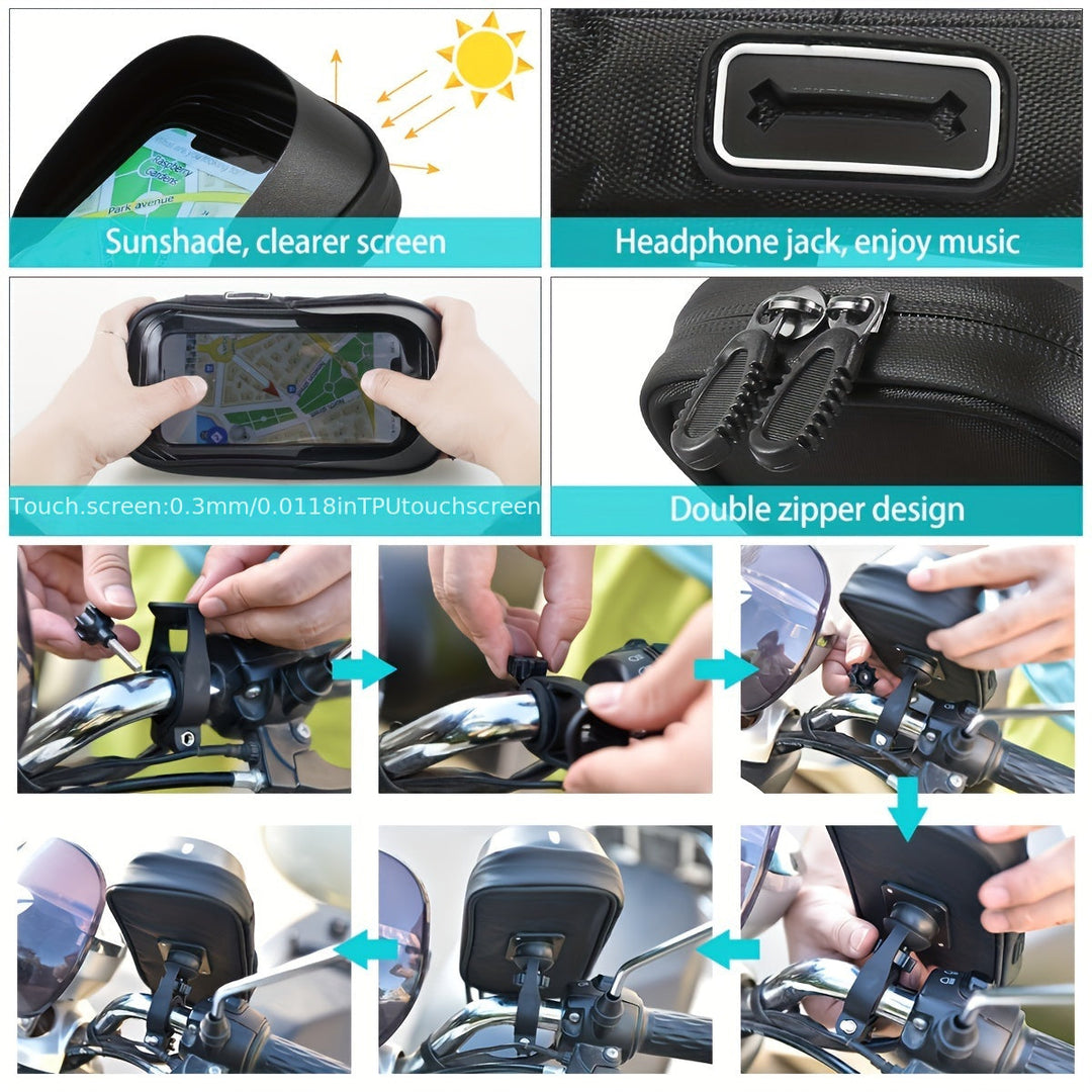 Vanntett mobilholder for sykkel og motorsykkel – 360° roterbar og egnet for 4,5–6,4 tommer | Luvikno
