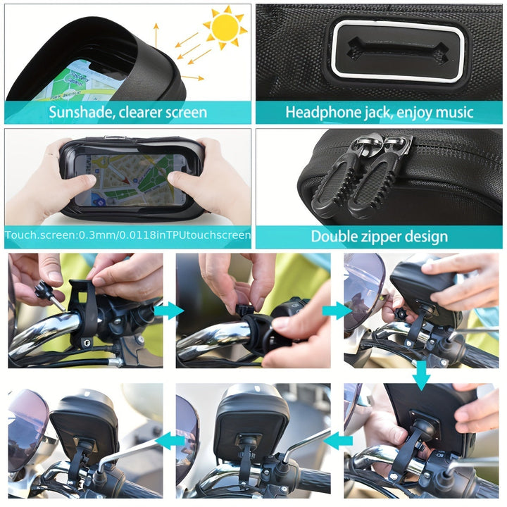 Vanntett mobilholder for sykkel og motorsykkel – 360° roterbar og egnet for 4,5–6,4 tommer | Luvikno