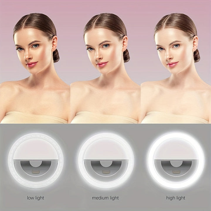 Luvikno | LED Selfie Ring Light med oppladbart batteri - Perfekt sirkelys for sminke og fotografering, kompatibel med telefoner og datamaskiner