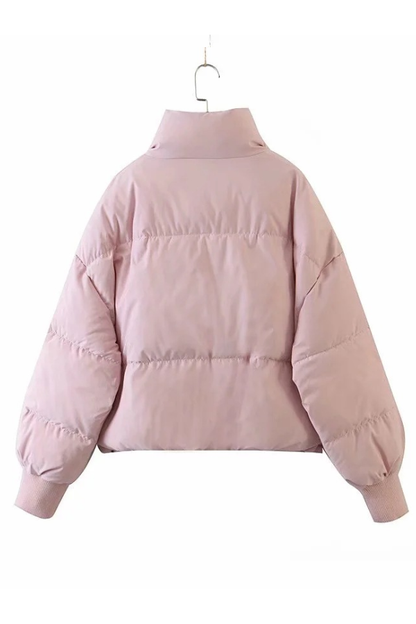 Luvik | Kauluksessa Vetoketju Tasku Paksu Lämmin Puuvillatakki