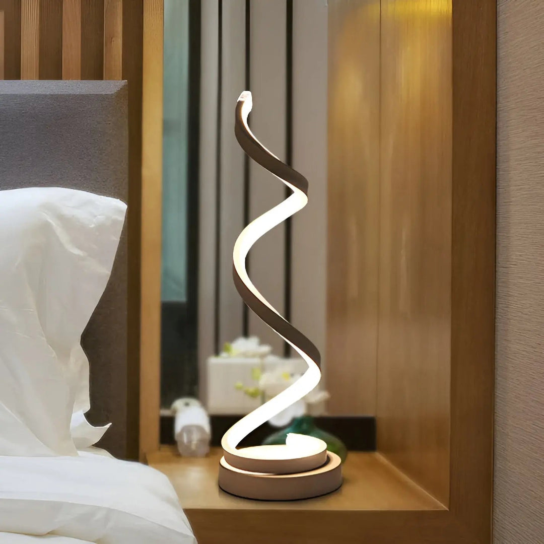 Luvikno | Elegant Spiral Glow LED Skrivebordslampe – Energi Effektiv, Bærekraftig & Øyevennlig Design