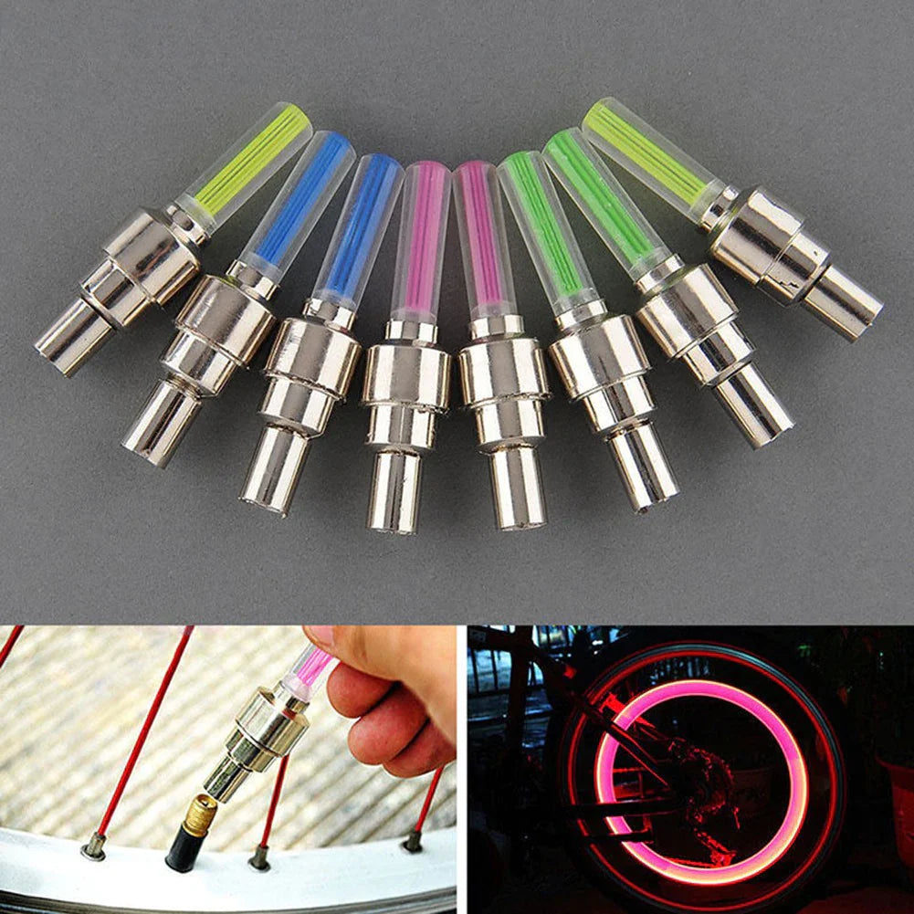 2 stk bilhjul LED-lampe, motorsykkel sykkel dekk ventilhette Luvikno
