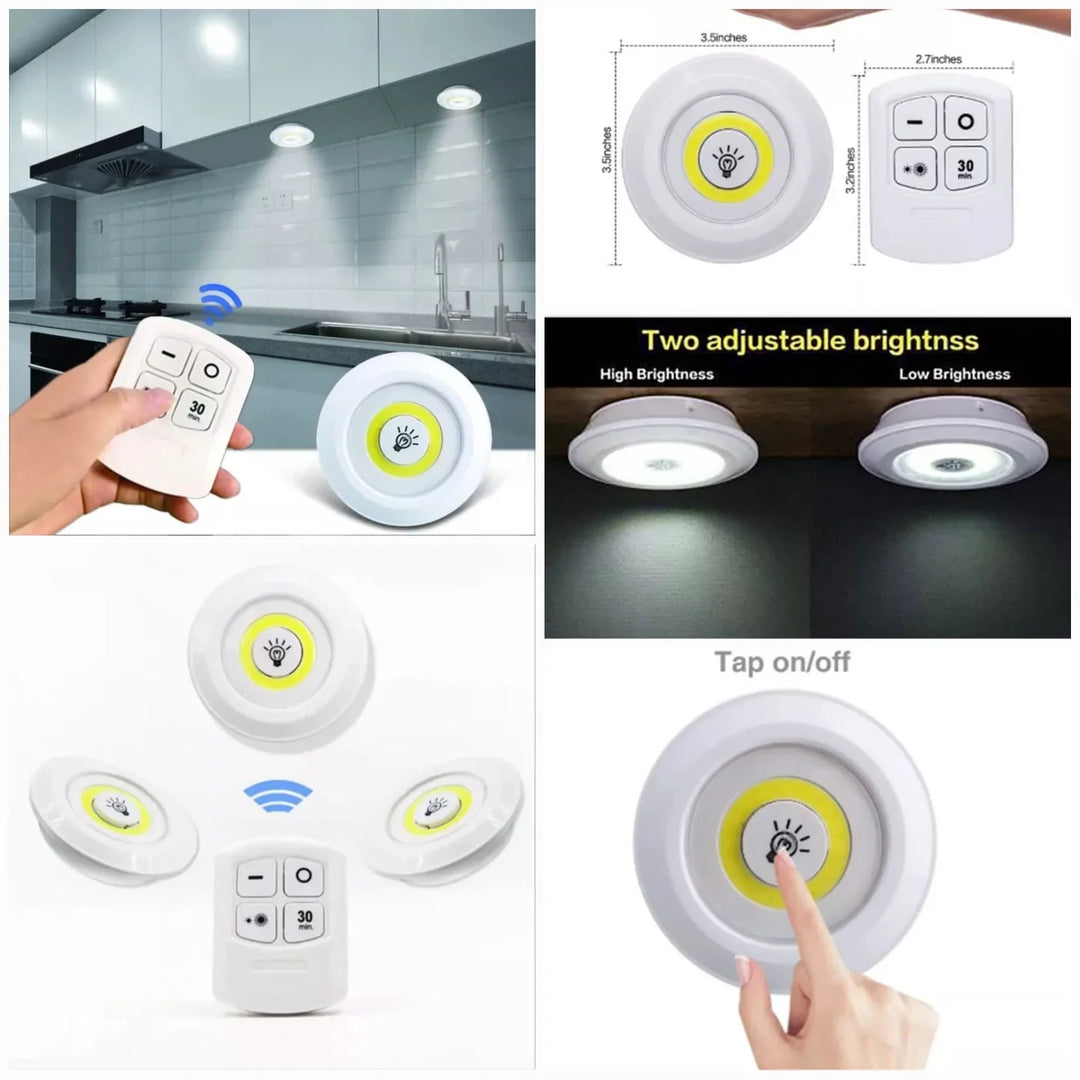 3 stk trådløse LED-lamper kleslys med fjernkontroll Luvikno