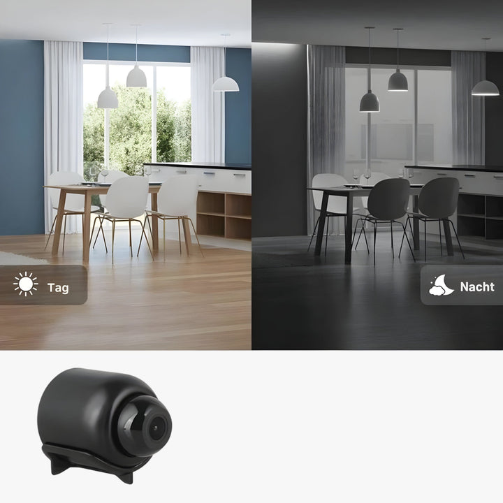 Uniko HD Mini Sikkerhetskamera – Trådløs 1080P Overvåkning med Nattlys og Bevegelsesdeteksjon | Luvikno