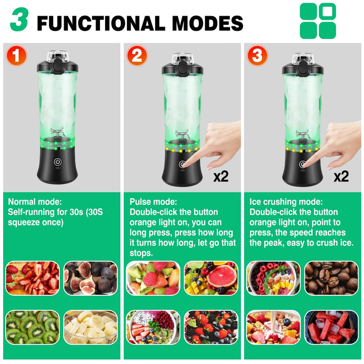 2 i 1 Bærbar Blender Elektrisk Juicepresse og Smoothie Mixer Mini Blender | Luvikno