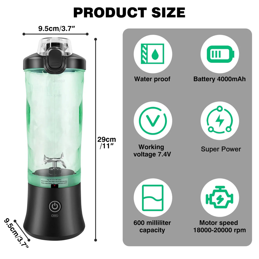 2 i 1 Bærbar Blender Elektrisk Juicer og Smoothie Mikser Mini Blender | Luvikno