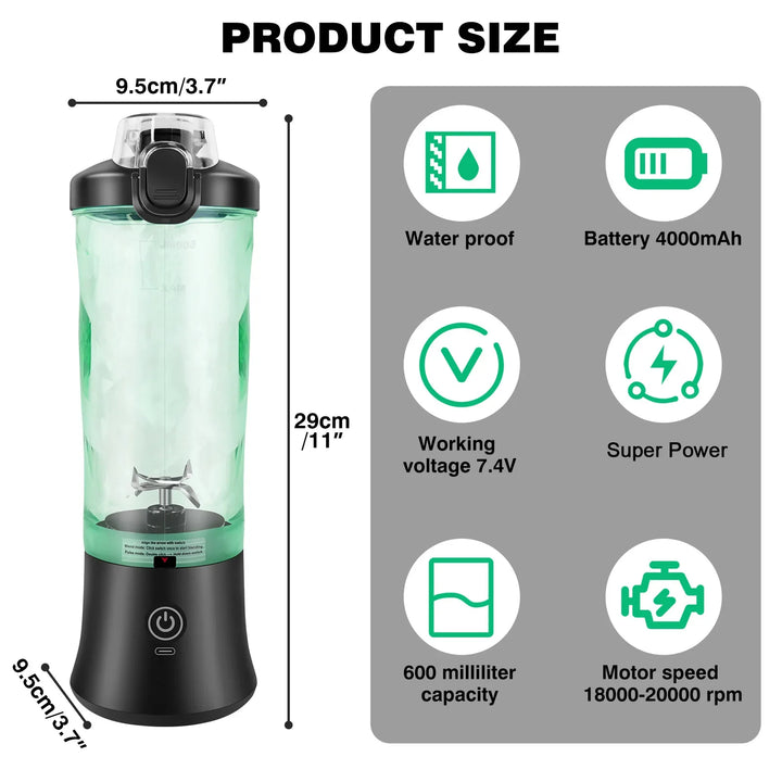 2 i 1 Bærbar Blender Elektrisk Juicepresse og Smoothie Mixer Mini Blender | Luvikno