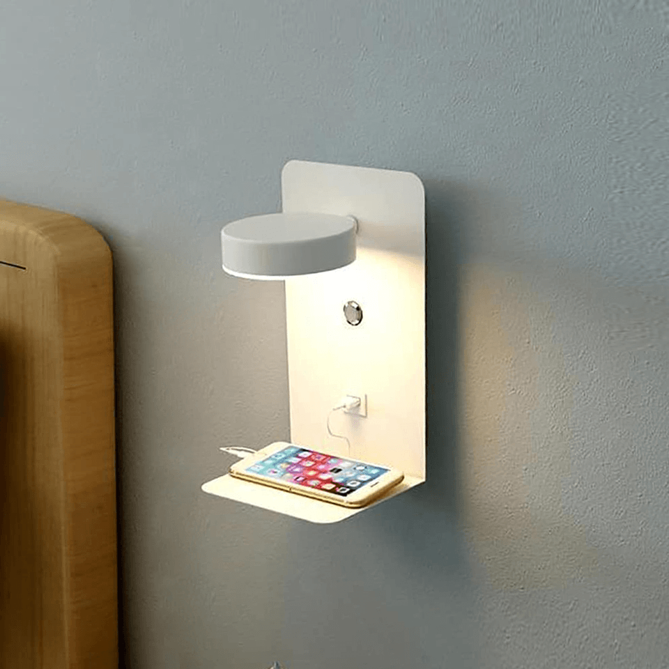Luvikno | Nattlampe med lader - BrightHub - 330° Rotérbar - Ladestasjon