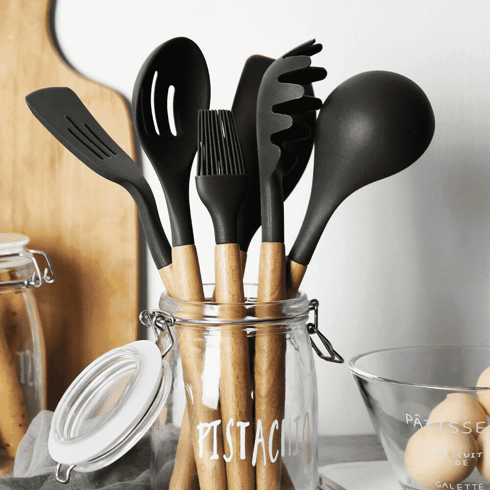 9 Pcs Silikon Kjøkkenredskaper Sett | Luvikno