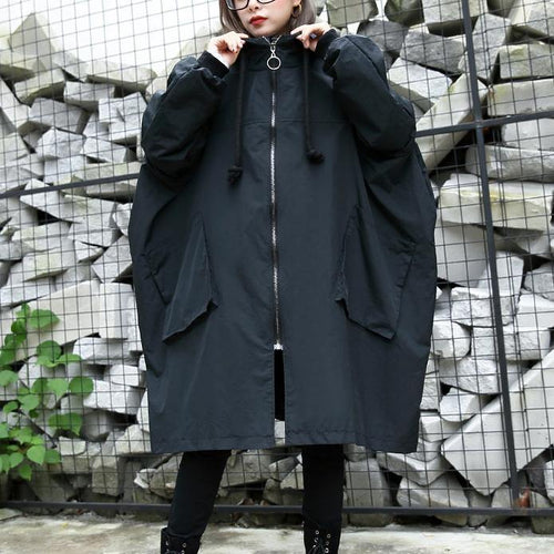 Luvik | vinterjakke svart quilted jakke hette populær plus-size for kvinner med glidelås lommer jakker