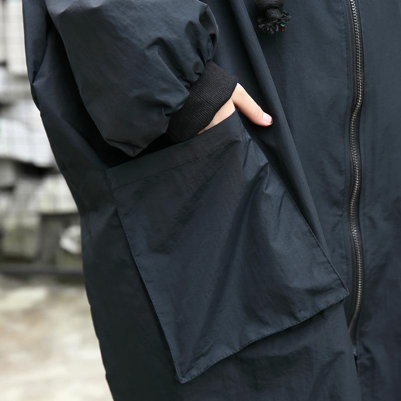 Luvik | vinterjakke svart quilted jakke hette populær plus-size for kvinner med glidelås lommer jakker