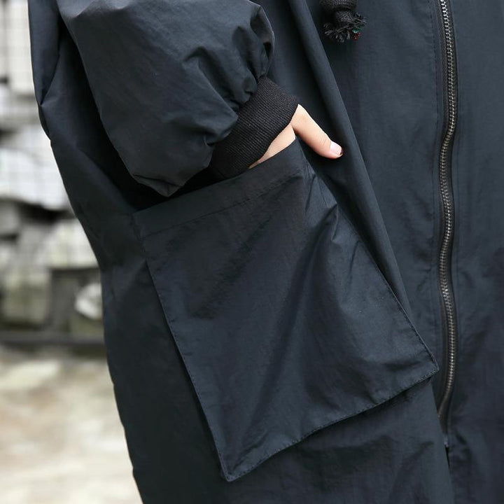 Luvik | vinterjakke svart quilted jakke hette populær plus-size for kvinner med glidelås lommer jakker