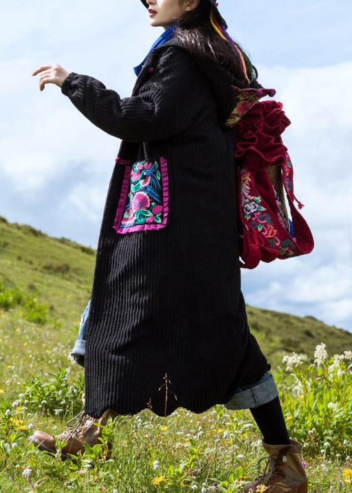 Luvik | mustat parkatakit suurissa kokoluokissa naisille takit & viitat brodeeraus frillat helma ulkovaatteet