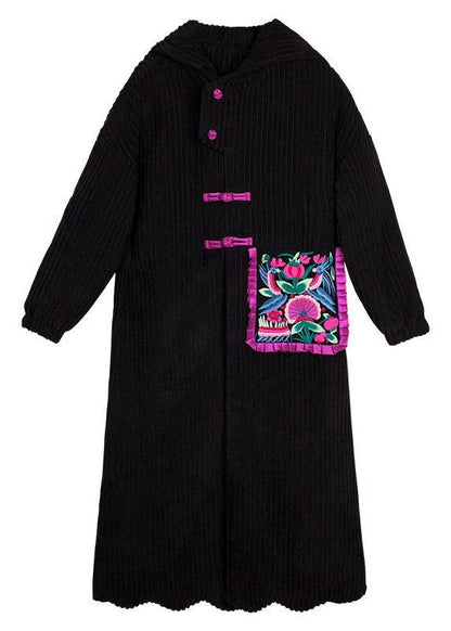 Luvik | mustat parkatakit suurissa kokoluokissa naisille takit & viitat brodeeraus frillat helma ulkovaatteet