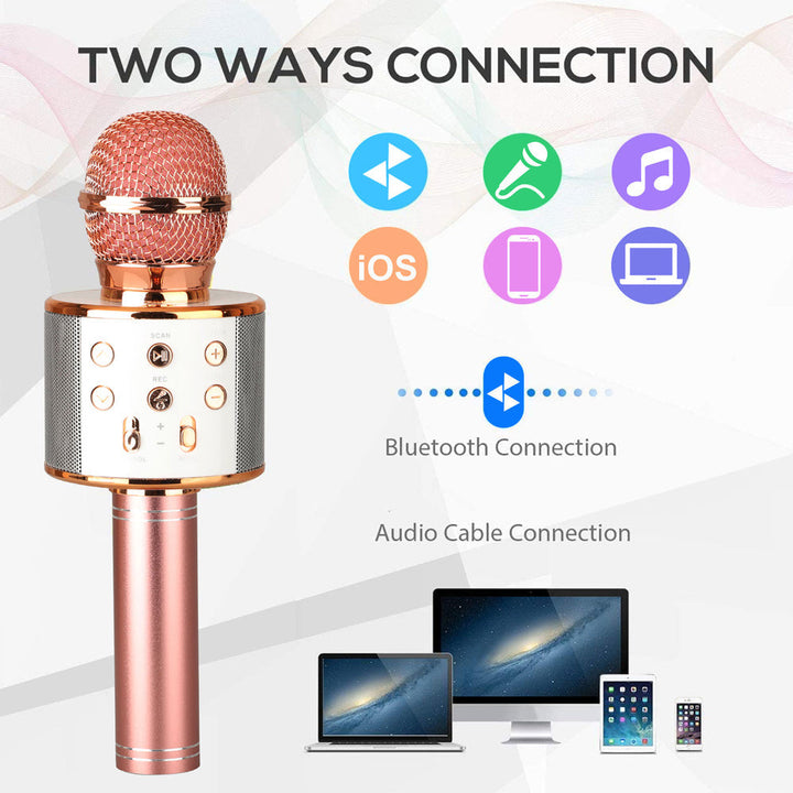 Luvikno | Oppladbar trådløs Bluetooth karaoke mikrofon