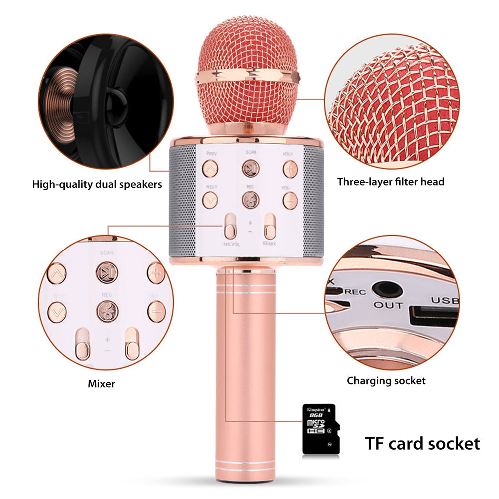 Luvikno | Oppladbar trådløs Bluetooth karaoke mikrofon