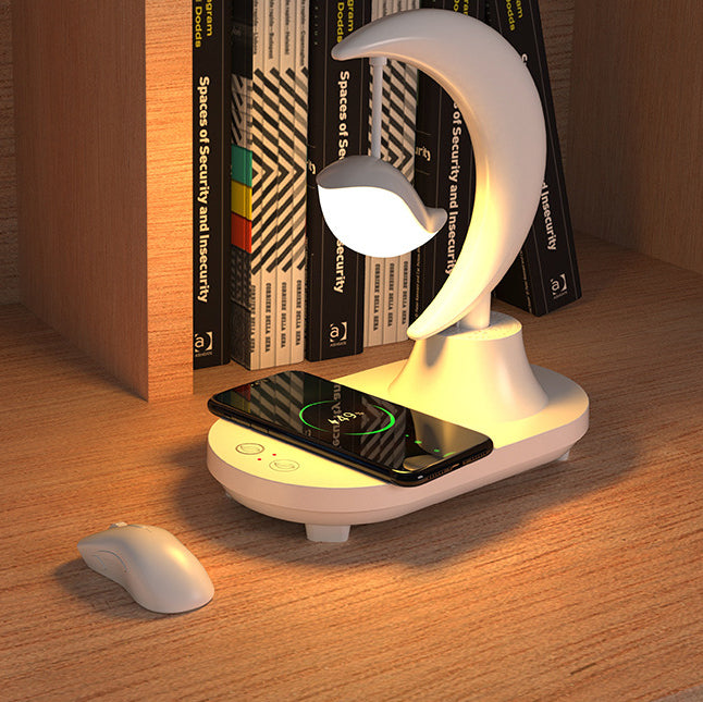 Moonsphere trådløs LED-lampe med Bluetooth-høyttaler og lader Luvikno