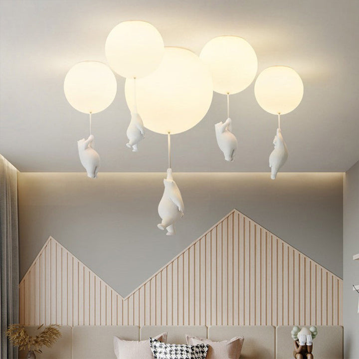 SkyDream Kids Taklampe med Bjørn og Ballong - Lekent Design og Energisparende LED-belysning | Luvikno
