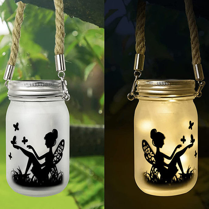 Solar Creative Fairy Frosted Glass Jar LED Utendørs Lys | Luvikno