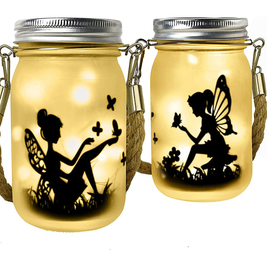 Solar Creative Fairy Frosted Glass Jar LED Utendørs Lys | Luvikno