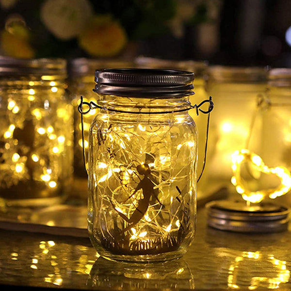Solar Creative Fairy Frosted Glass Jar LED Utendørs Lys | Luvikno