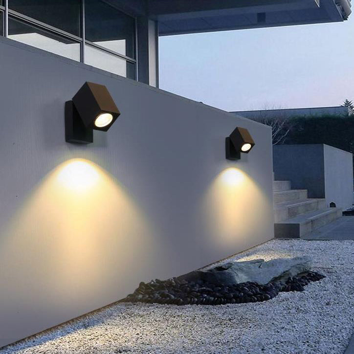 Moderne Utendørs Vanntett Firkantet Spotlight Justerbar Vinkel LED Hage Vegglampe | Luvikno