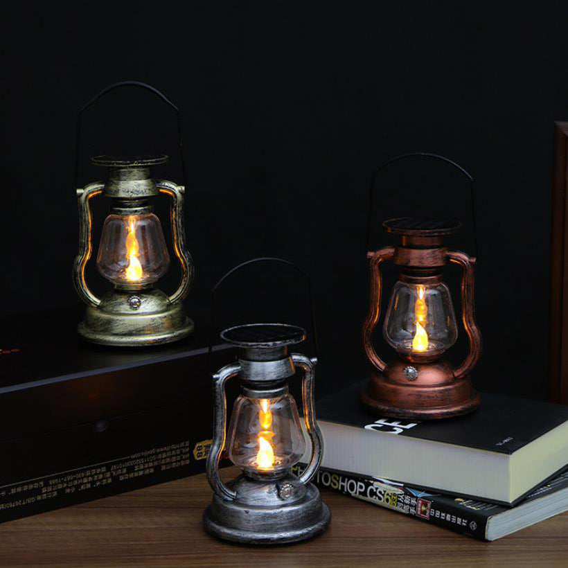 Solar Retro Kerosene Lampe Hest Lampe LED Utendørs Hage Patio Dekorasjon Bærbar Flamme Stearinlys Lys | Luvikno