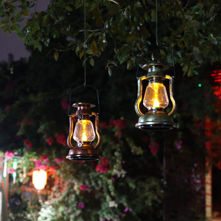 Solar Retro Kerosene Lampe Hest Lampe LED Utendørs Hage Patio Dekorasjon Bærbar Flamme Stearinlys Lys | Luvikno