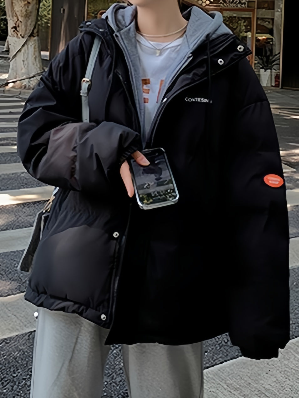 Luvik | Ylipitkä Väärennetty Kaksiosainen Puffer-takki Huoodilla