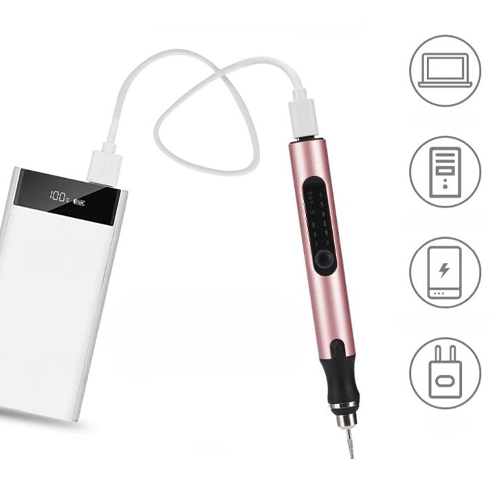 Luvikno | Elektrisk profesjonell gravering penn for smykker glass tre stein metall - USB oppladbar