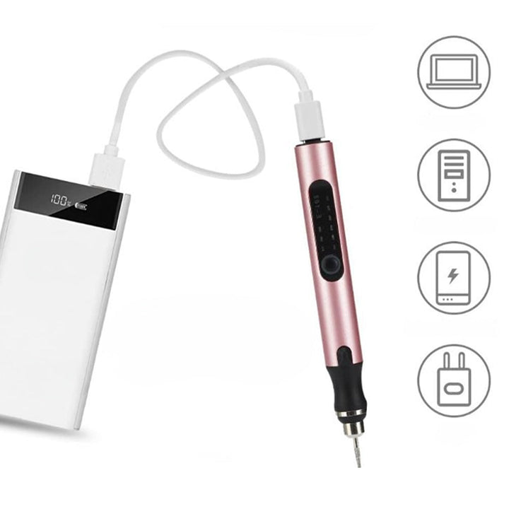 Luvikno | Elektrisk profesjonell gravering penn for smykker glass tre stein metall - USB oppladbar