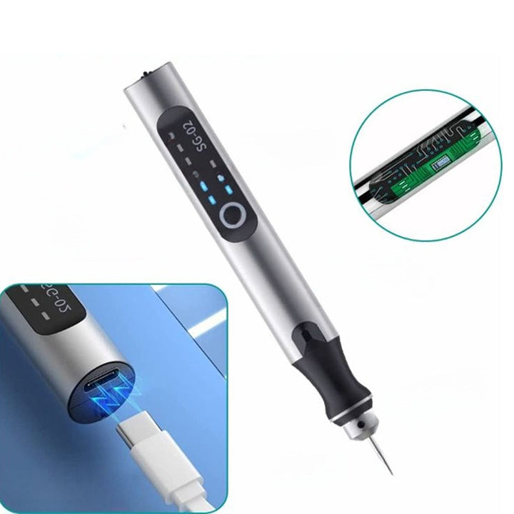 Luvikno | Elektrisk profesjonell gravering penn for smykker glass tre stein metall - USB oppladbar