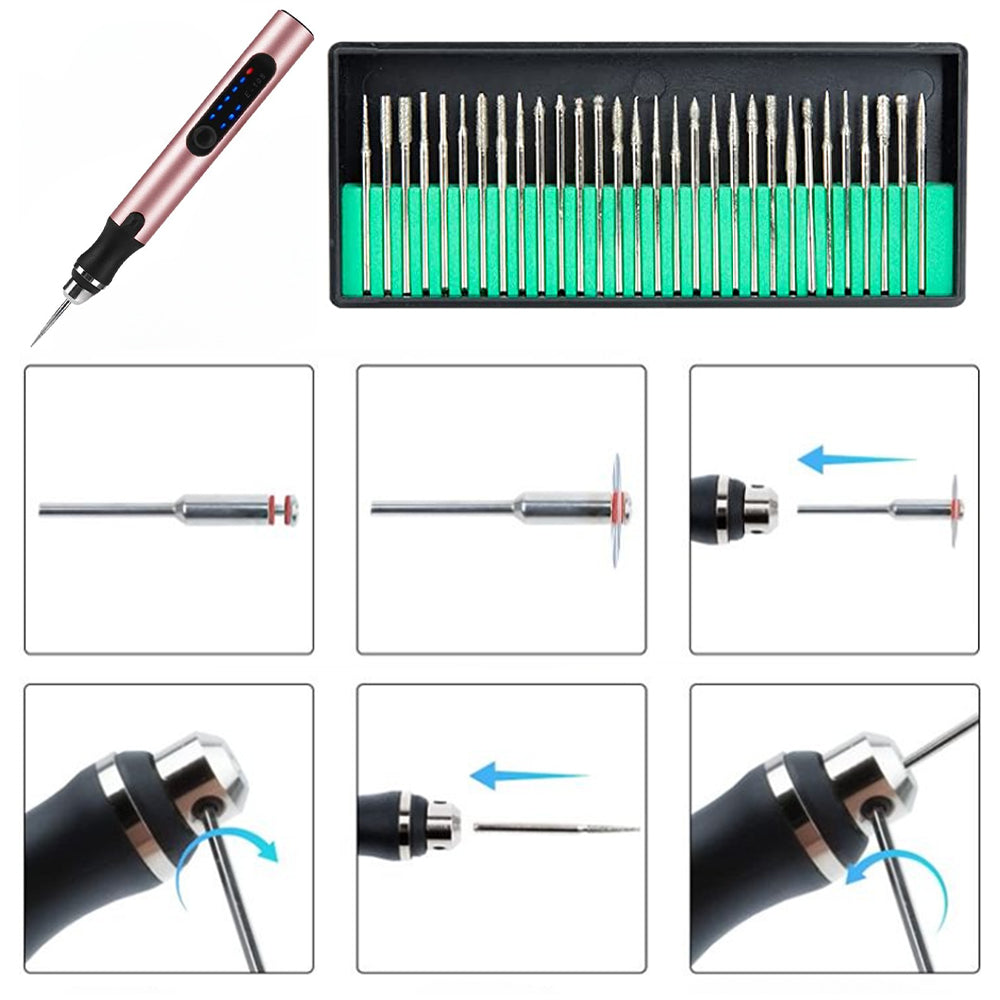 Luvikno | Elektrisk profesjonell gravering penn for smykker glass tre stein metall - USB oppladbar