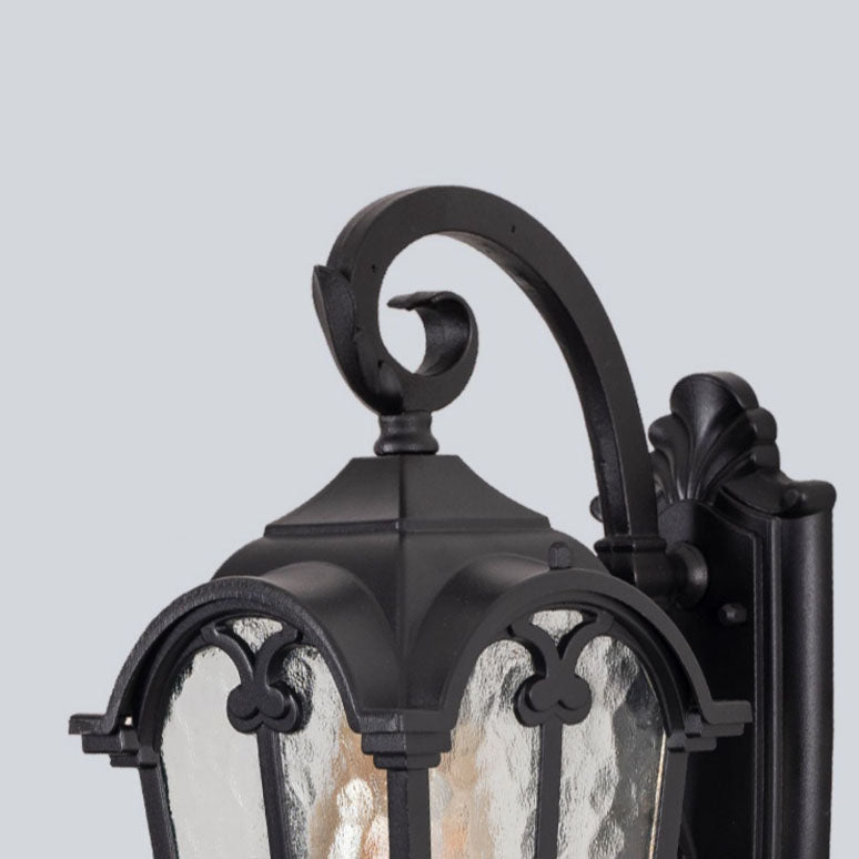 Tradisjonell europeisk kvadrilateral vindusformet aluminiums glass 1-lyskilde vegglampe for utendørs patio | Luvikno