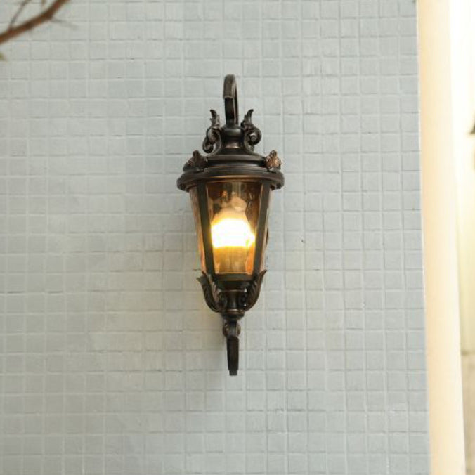 Tradisjonell europeisk vanntett aluminiums glassylinder 1-lyskilde vegglampe for utendørs terrasse | Luvikno