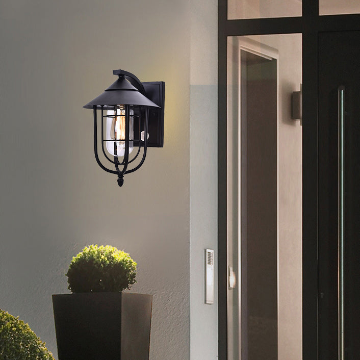 Moderne industriell jern vanntett menneskekroppssensor 1-lampe utendørs vegglampe for utendørs terrasse | Luvikno
