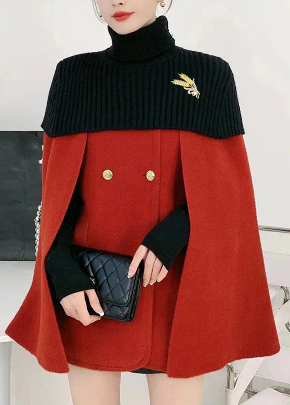 Luvik | Cape ja tilkkutäkki neule O-muotoinen valkoinen ja villakangastakit kaksiosainen setti