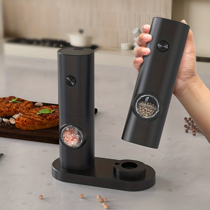Luvikno | Elektrisk pepper- og saltkvernsett med justerbar grovhet og LED-lys