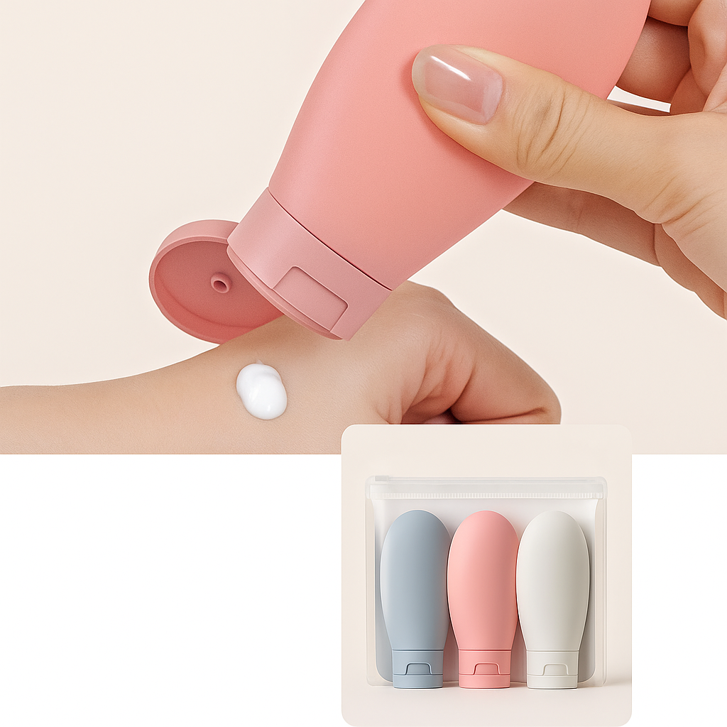 Lekkasjesikker silikon – 60 ml etterfyllbar – Ideell for håndbagasje-turer Luvikno