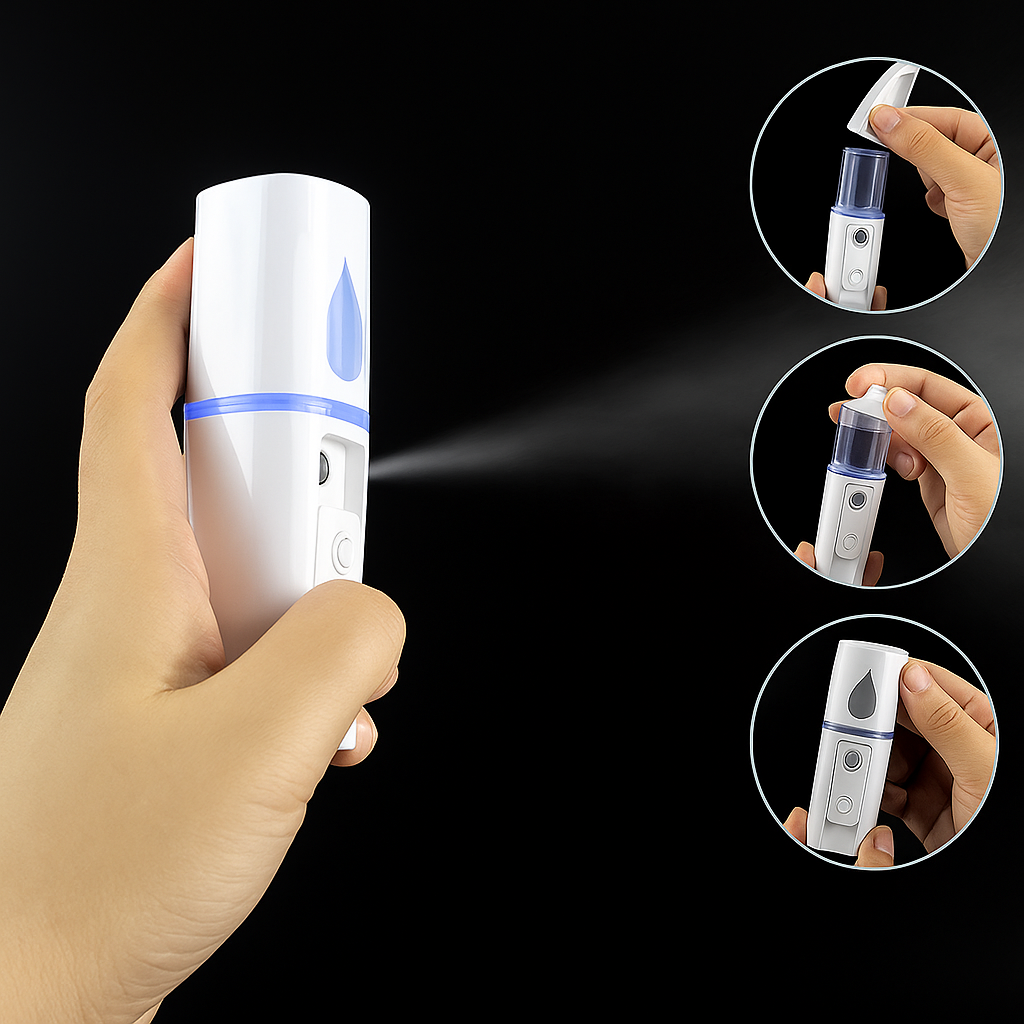 Dyp Hydrering Nano Mist – USB-ladbar Håndholdt – Reiseliv & Hjemmeskincare Luvikno