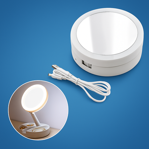 Sidet forstørrelsesspeil – LED-belysning – 10× forstørrelse – Sminke & plukking Luvikno
