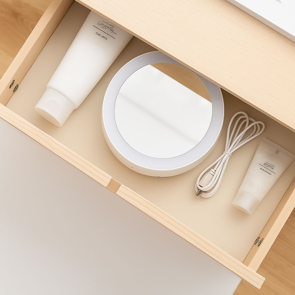 Sidet forstørrelsesspeil – LED-belysning – 10× forstørrelse – Sminke & plukking Luvikno
